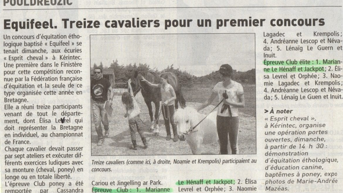 Equifeel. Treize cavaliers pour un premier concours.